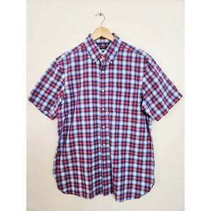 Cremieux‎ Classics Mens Large Supima Cotton Short Sleeve Plaid Button Down Shirt